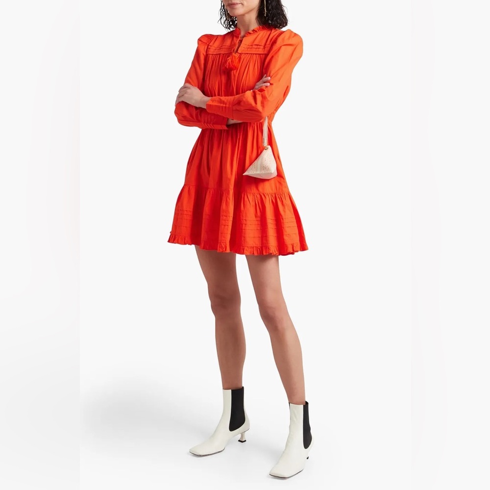 NWT ULLA JOHNSON ISMAYA cotton-poplin mini dress in Poppy